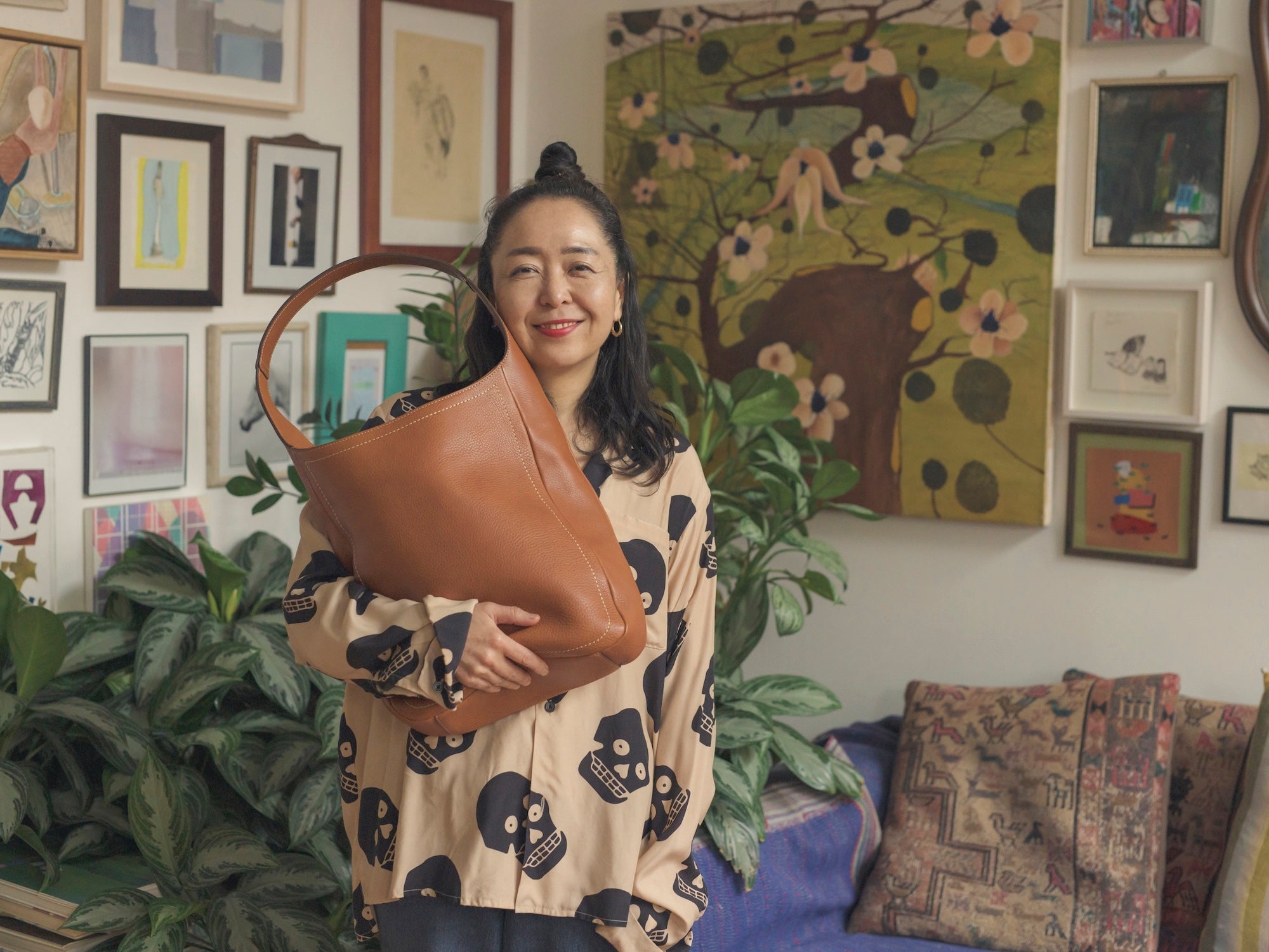 カシミヤ100% フォックス Made in Japan Shino Takeda | Ceramicist, Tone Nume One Shoulder Tote –Timeless