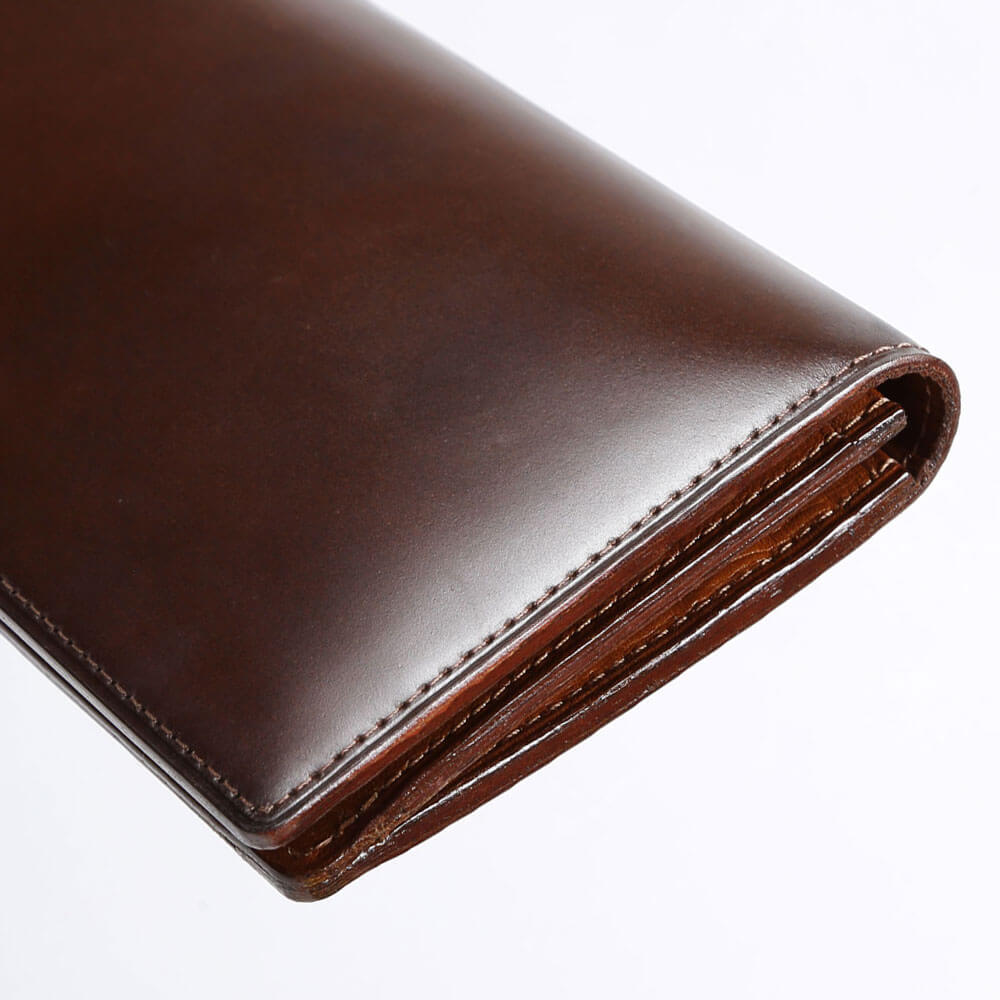 Cordovan Cordovan Coin Pocket Long Wallet in Black x Black Made in Japan