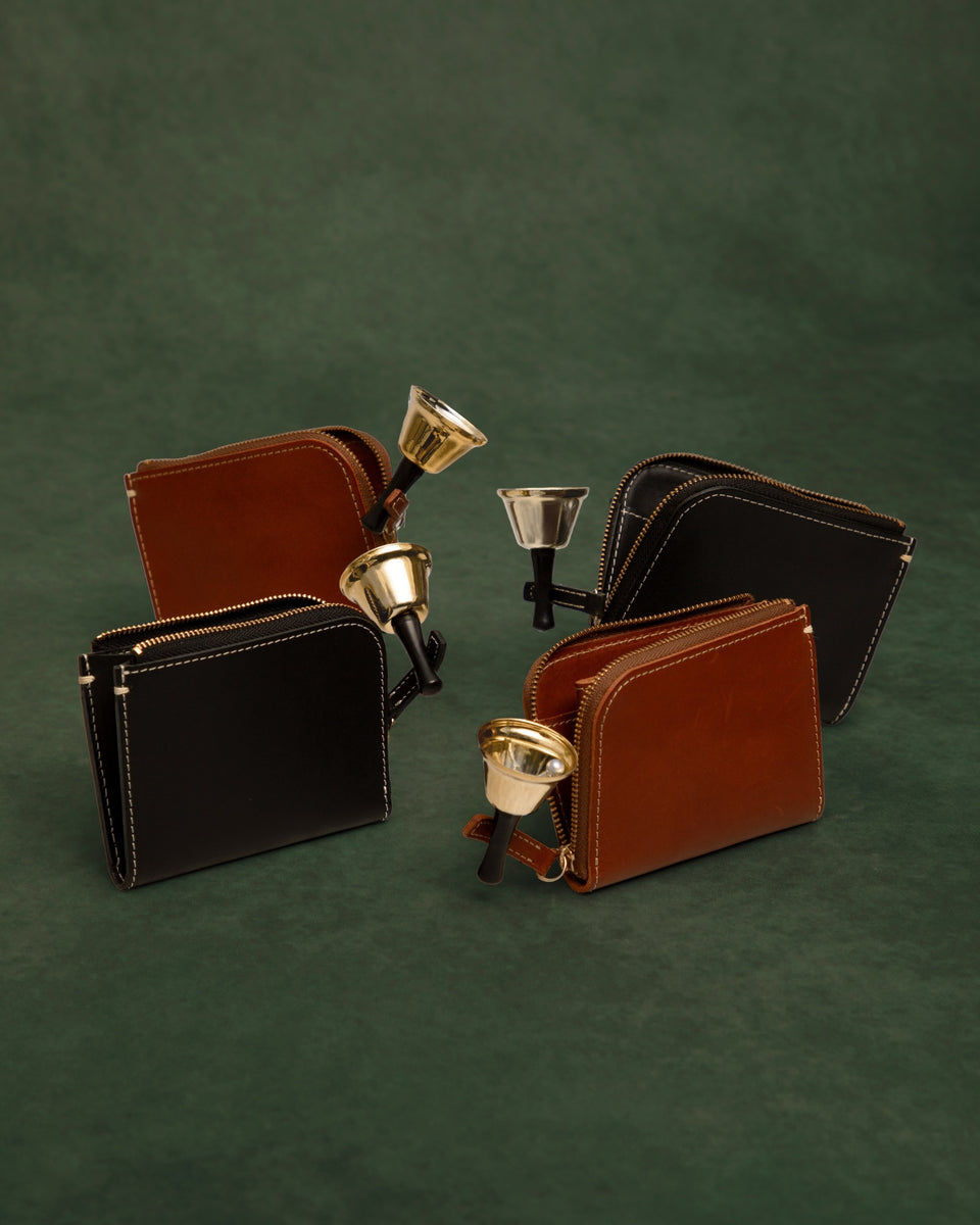 Set of leather wallets with holiday vibes