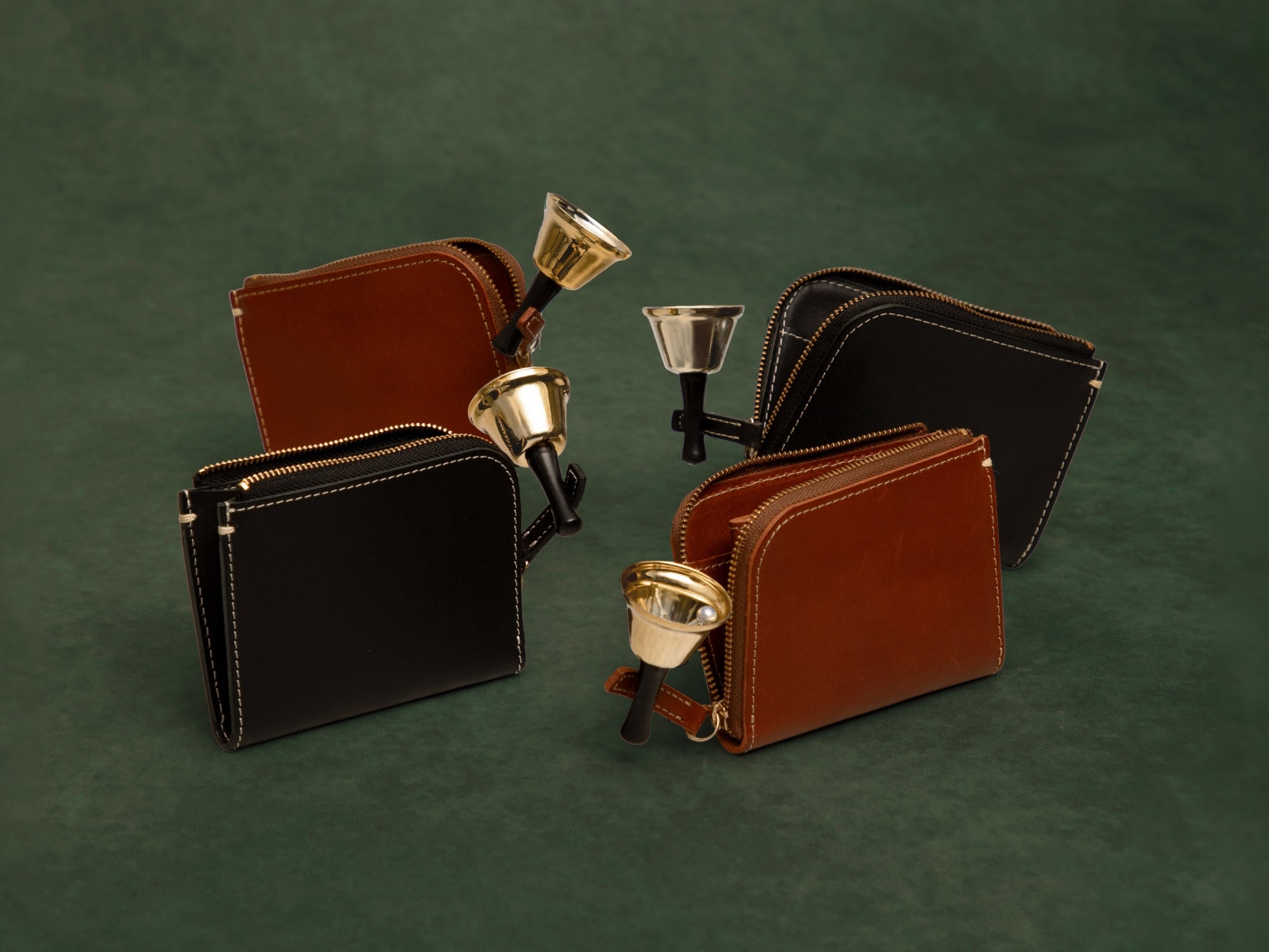 Set of leather wallets with holiday vibes