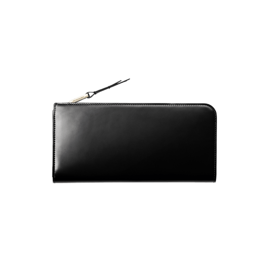 Cordovan Semi-Matte Cordovan Zip Long Wallet in Black Made in Japan