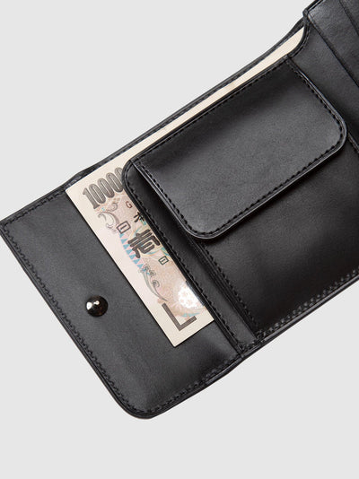 Steerhide Black Nume Small Wallet in Oak Made in Japan