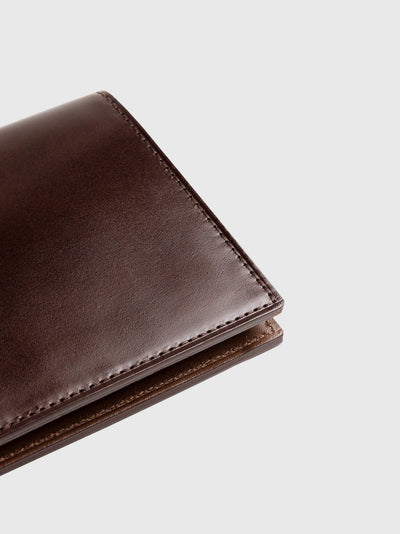 Cordovan Cordovan Vertical Long Wallet With Coin Pocket in Cognac Made in Japan