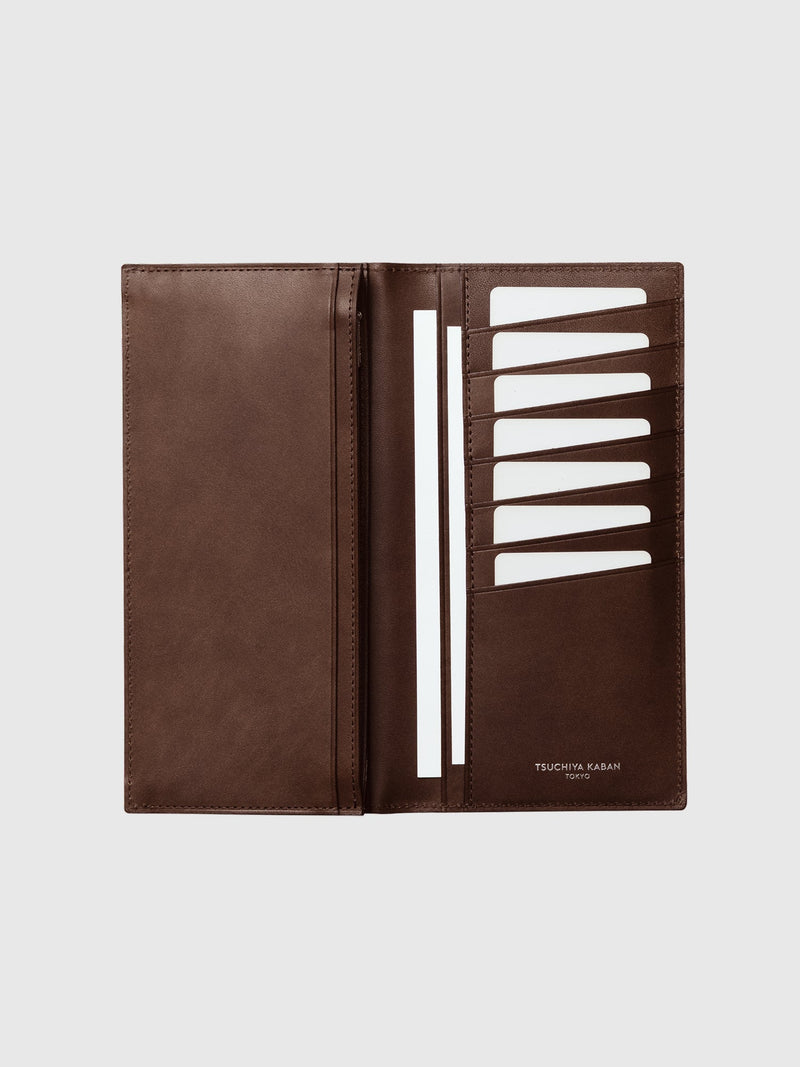 Cordovan Cordovan Vertical Long Wallet With Coin Pocket in Tan Made in Japan