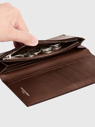 Cordovan Cordovan Vertical Long Wallet With Coin Pocket in Black Made in Japan