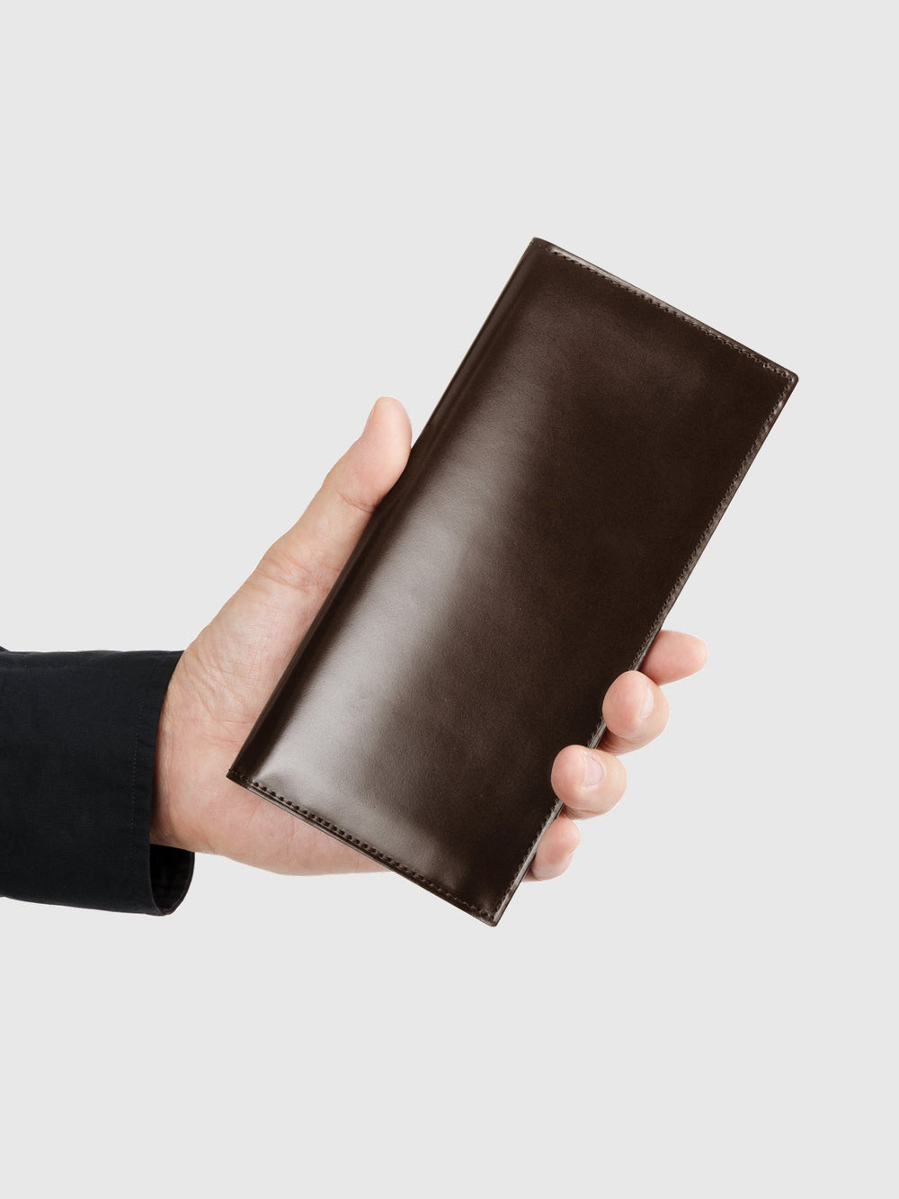 Cordovan Cordovan Vertical Long Wallet With Coin Pocket in Black Made in Japan