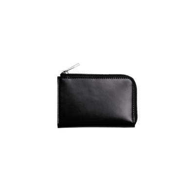 Cordovan Cordovan Gusseted L Zip Wallet in Black Made in Japan