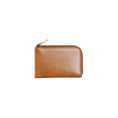 Cordovan Cordovan Gusseted L Zip Wallet in Tan Made in Japan