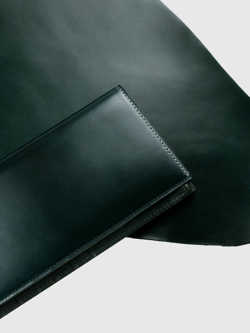 Cordovan Cordovan Gusseted L Zip Wallet in Tan Made in Japan