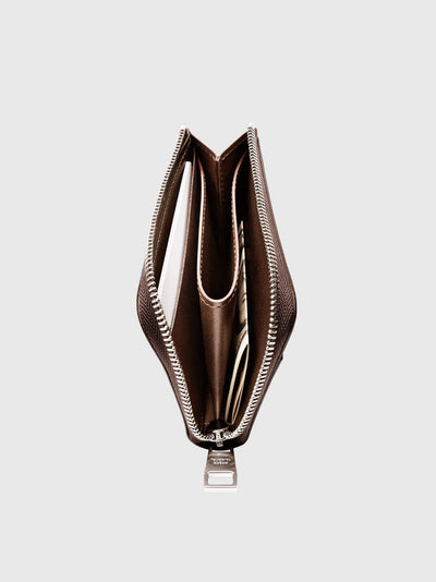 Cordovan Cordovan Gusseted L Zip Wallet in Havana Brown Made in Japan
