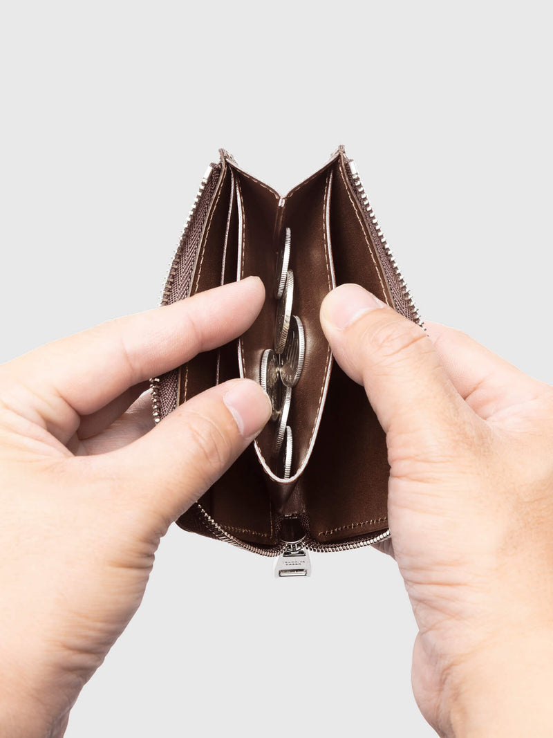 Cordovan Cordovan Gusseted L Zip Wallet in Black Made in Japan