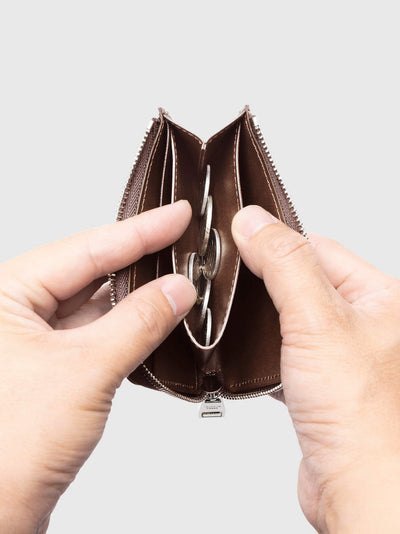 Cordovan Cordovan Gusseted L Zip Wallet in Black Made in Japan