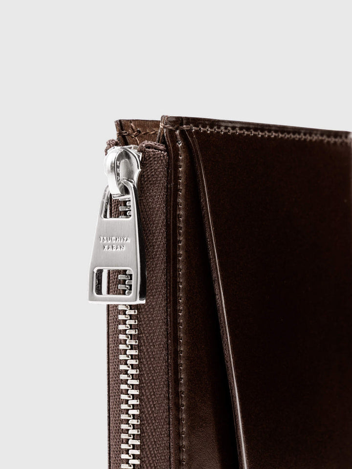Cordovan Gusseted L Zip Wallet | Cordovan Leather Wallet
