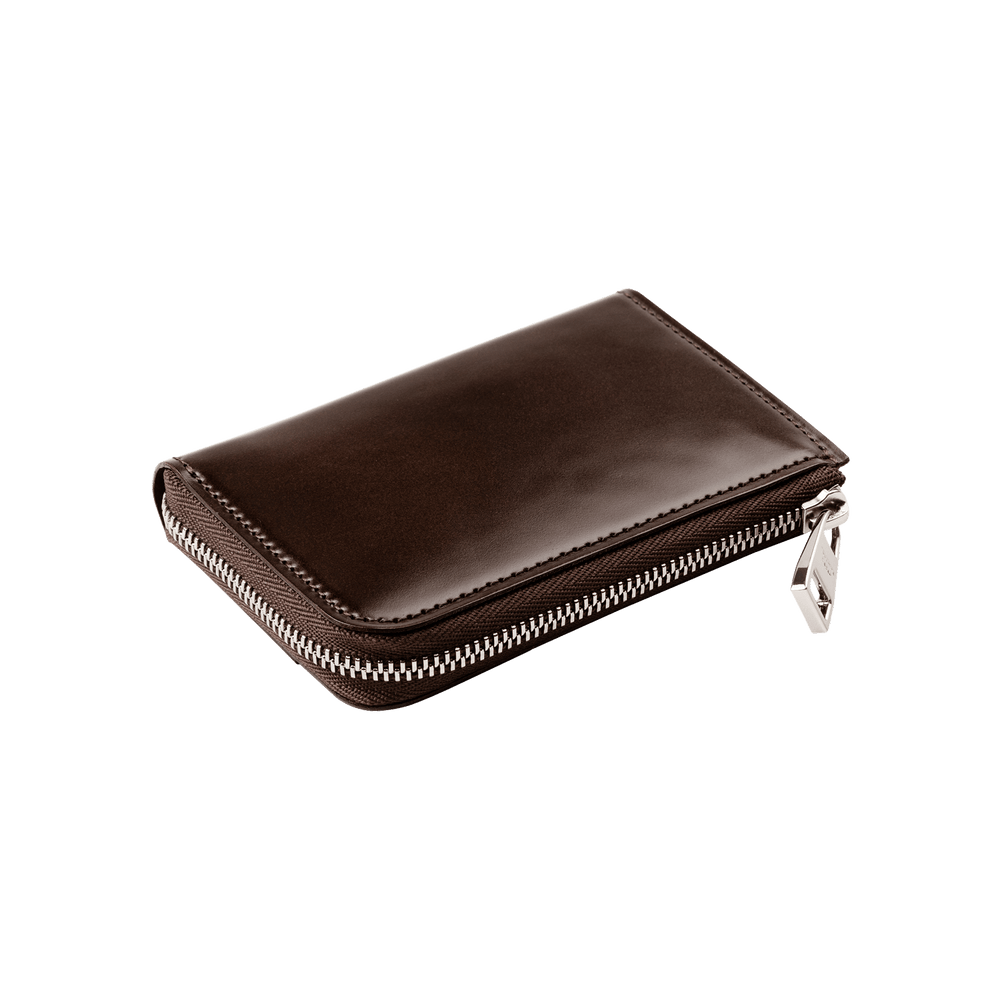 Cordovan Cordovan Gusseted L Zip Wallet in Cognac Made in Japan