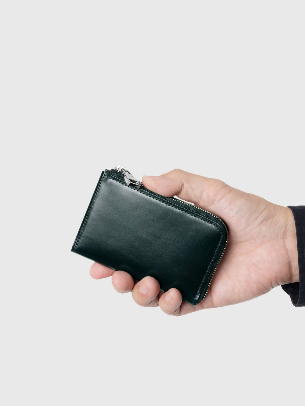 Cordovan Cordovan Gusseted L Zip Wallet in Bottle Green Made in Japan