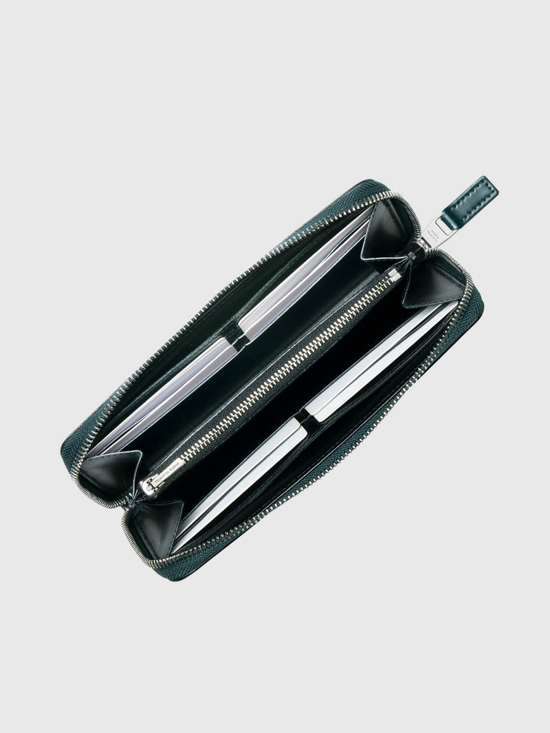 Cordovan Cordovan Compact Zip Long Wallet  in Black Made in Japan