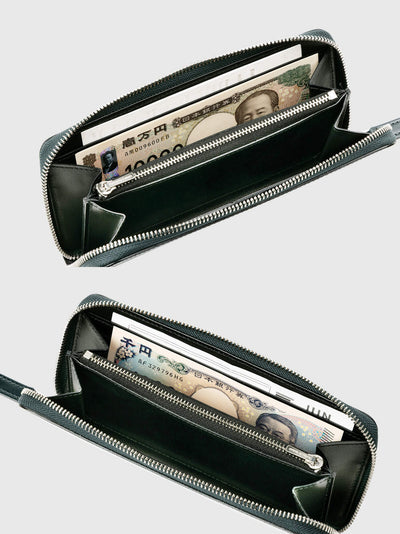 Cordovan Cordovan Compact Zip Long Wallet  in Cognac Made in Japan