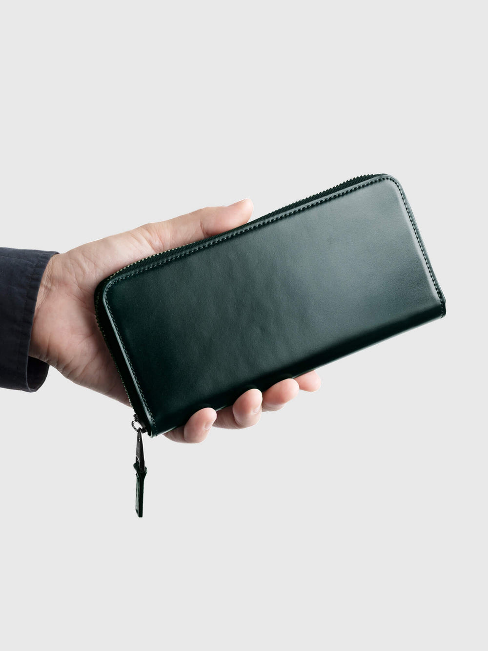 Cordovan Cordovan Compact Zip Long Wallet  in Bottle Green Made in Japan