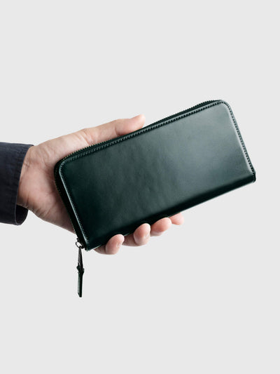 Cordovan Cordovan Compact Zip Long Wallet  in Bottle Green Made in Japan