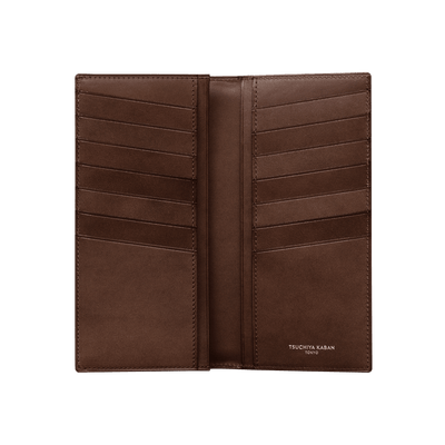 Cordovan Cordovan Vertical Long Wallet in Havana Brown Made in Japan