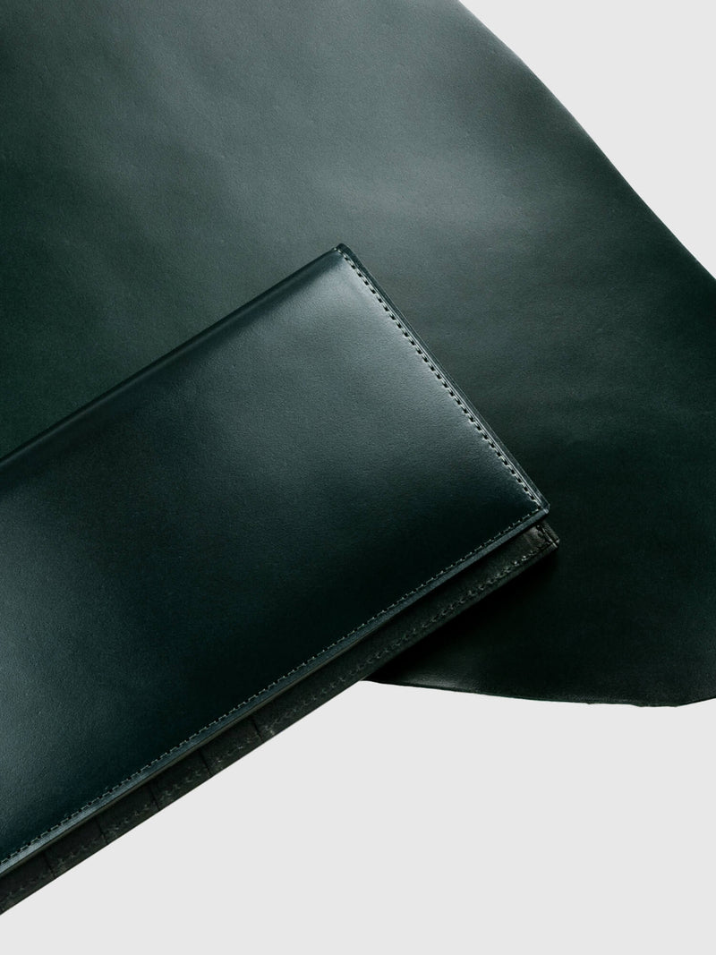 Cordovan Cordovan Vertical Long Wallet in Havana Brown Made in Japan