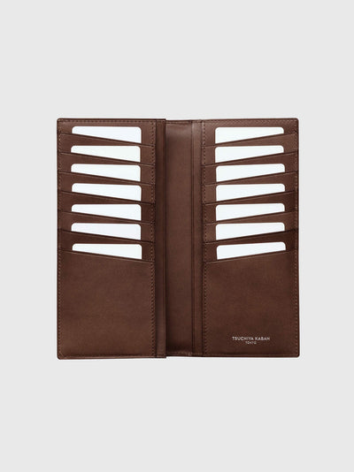 Cordovan Cordovan Vertical Long Wallet in Havana Brown Made in Japan