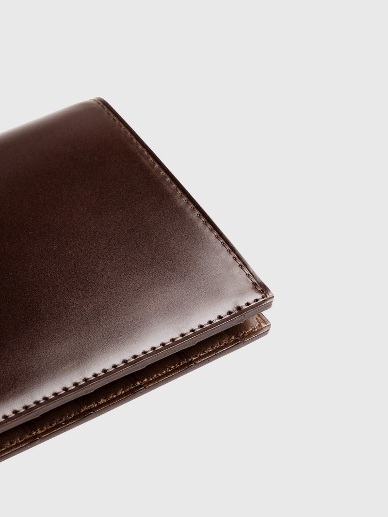 Cordovan Cordovan Vertical Long Wallet in Havana Brown Made in Japan