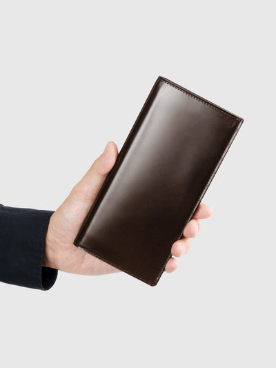 Cordovan Cordovan Vertical Long Wallet in Havana Brown Made in Japan