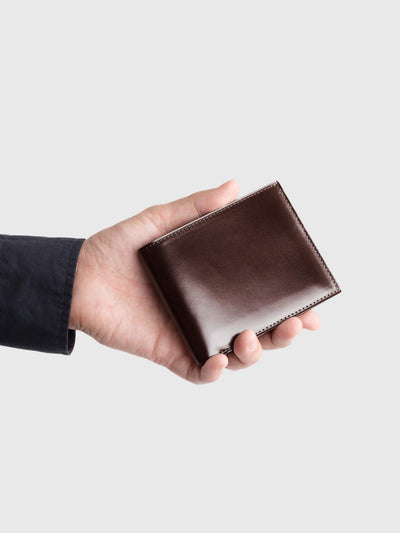 Cordovan Cordovan Slim Bifold Wallet in Havana Brown Made in Japan