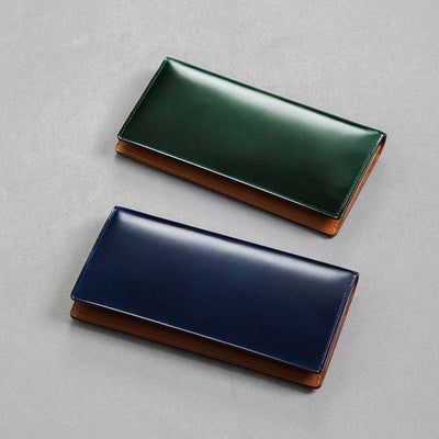 Cordovan Cordovan Coin Pocket Long Wallet in Black x Black Made in Japan