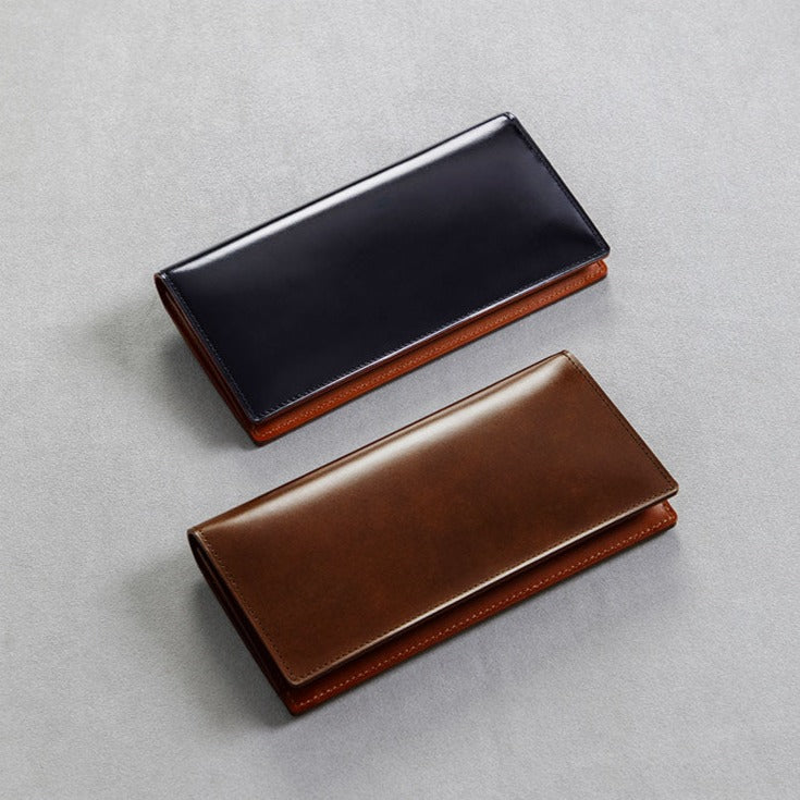 Cordovan Cordovan Coin Pocket Long Wallet in Black x Black Made in Japan