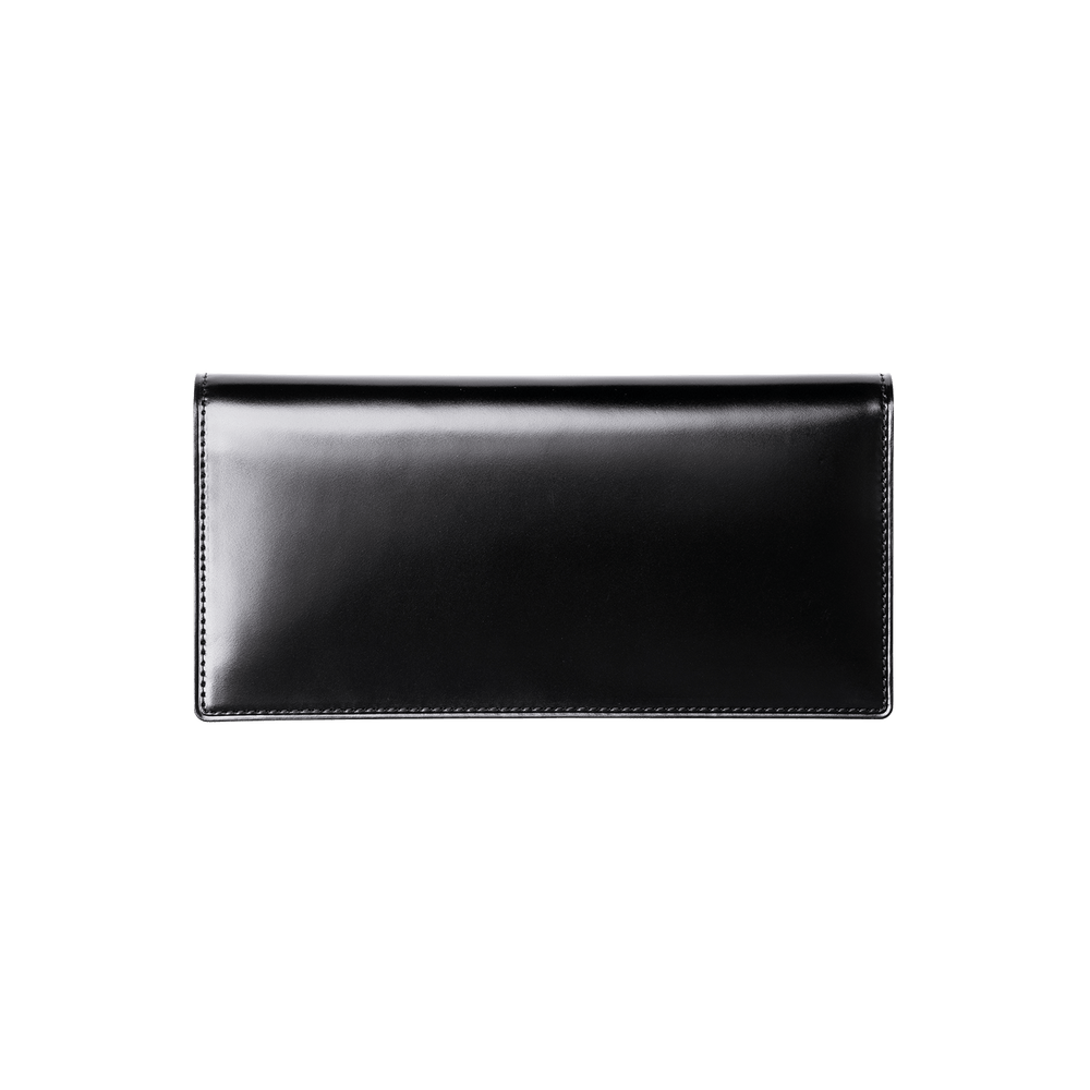 Cordovan Cordovan Coin Pocket Long Wallet in Black x Black Made in Japan