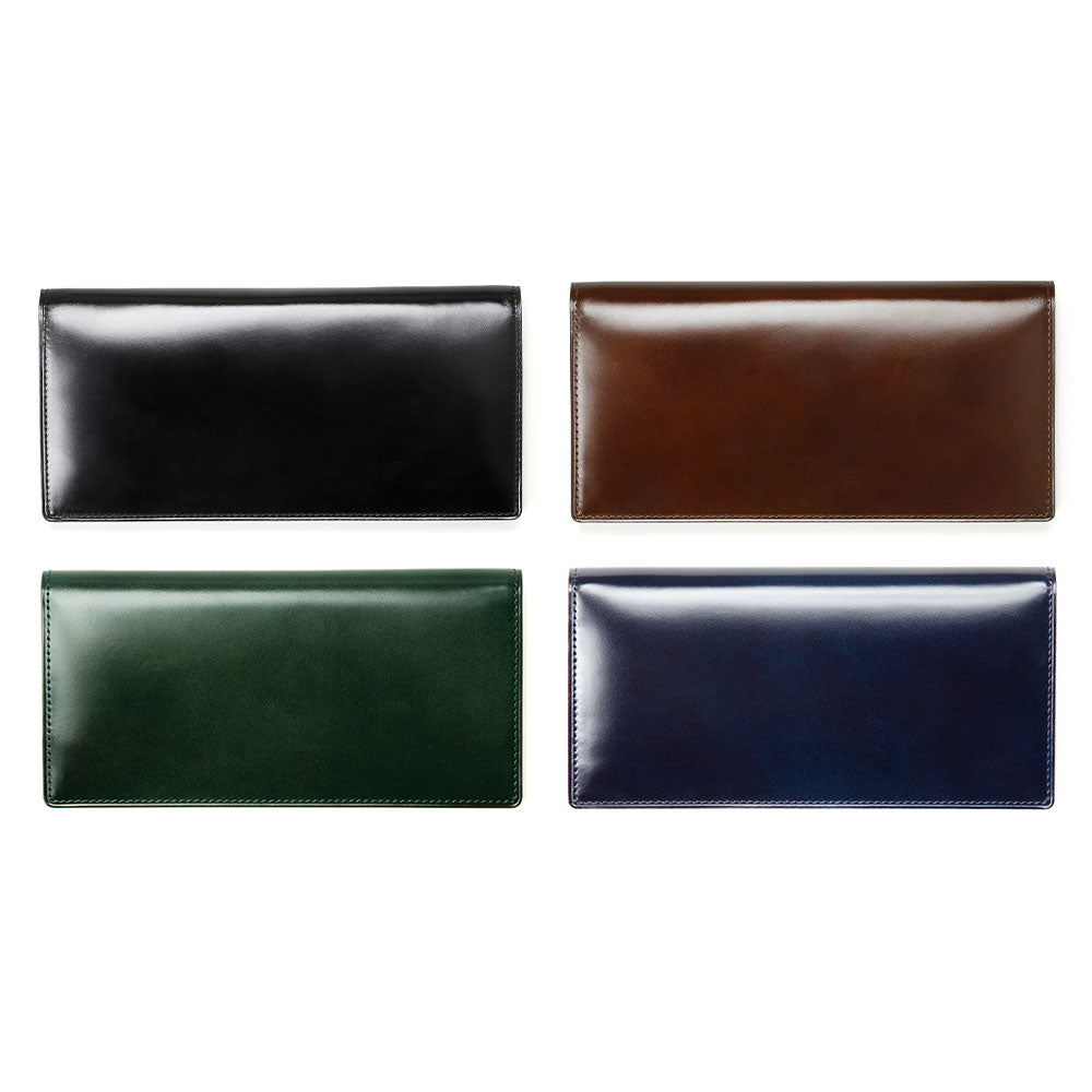 Cordovan Cordovan Coin Pocket Long Wallet in Black x Black Made in Japan