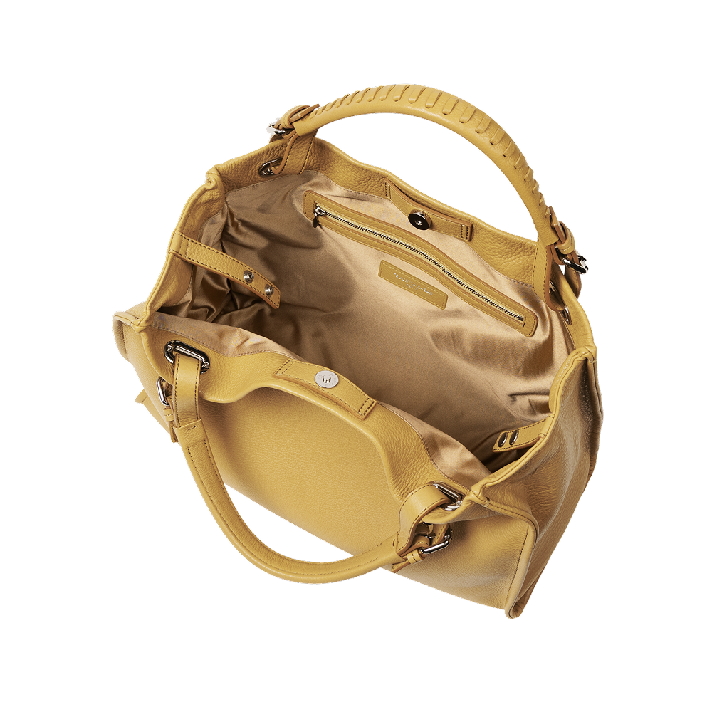 Cowhide (Field Soft Leather) Clarte Arc Carry Tote in Mustard Yellow  Made in Japan