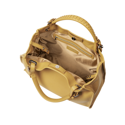 Cowhide (Field Soft Leather) Clarte Arc Carry Tote in Mustard Yellow  Made in Japan