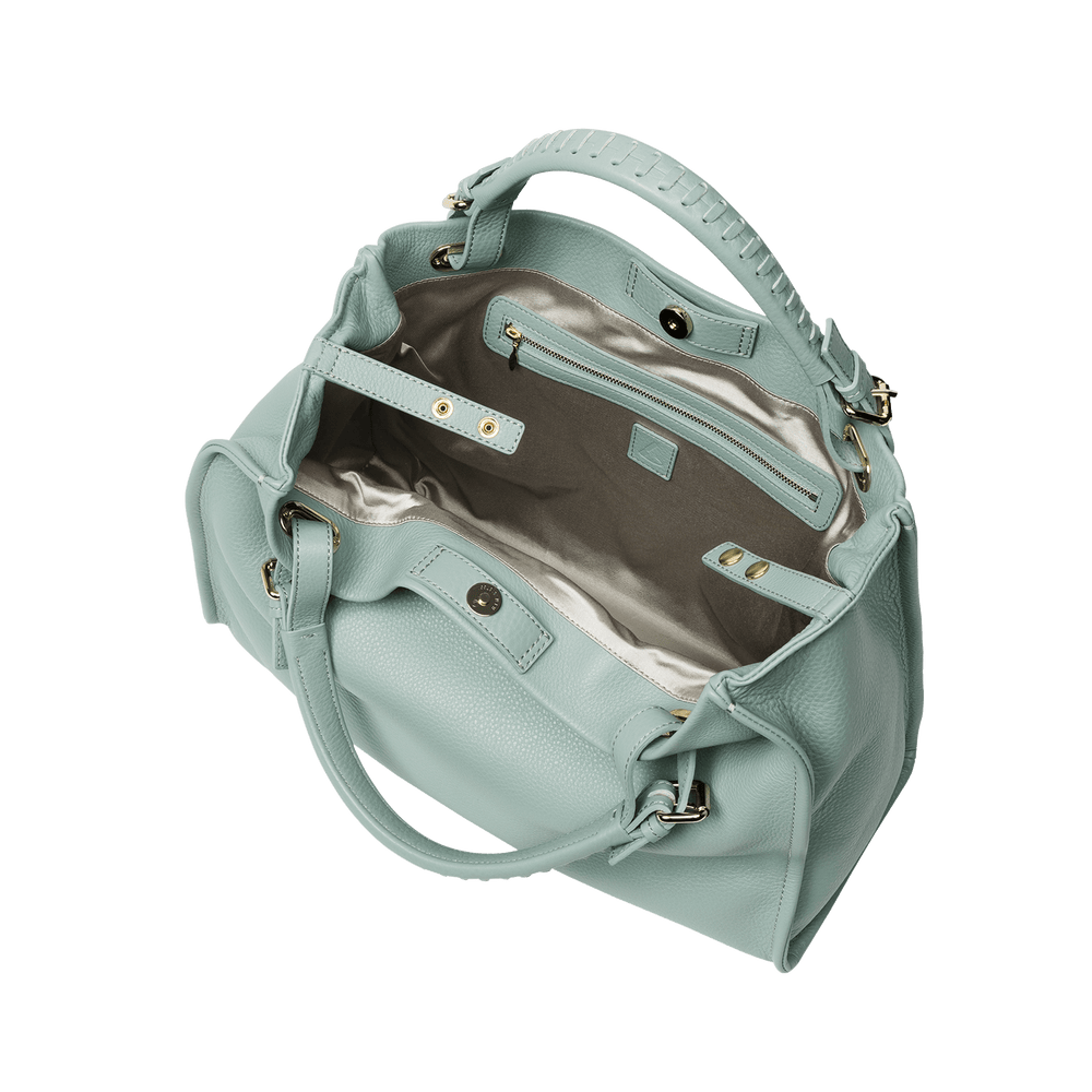 Cowhide  Clarte Arc Carry Tote in Celadon Made in Japan