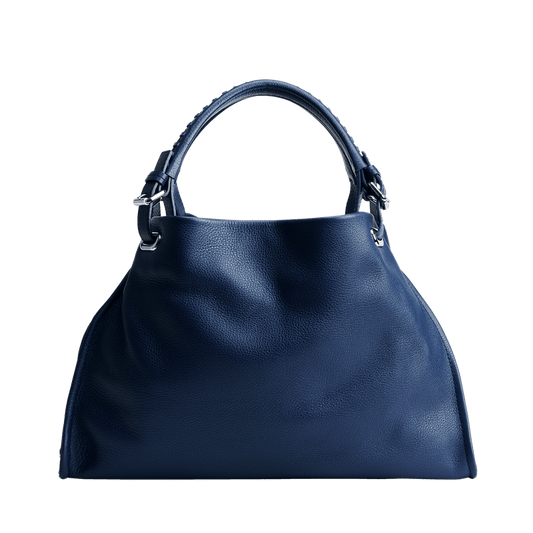 Cowhide  Clarte Arc Carry Tote in Ink Blue Made in Japan