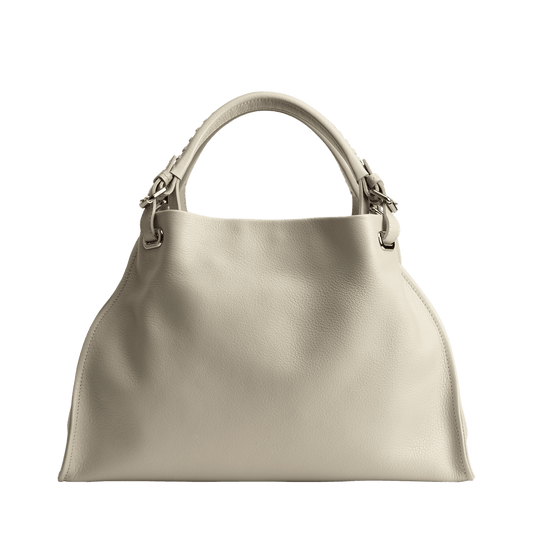 Cowhide  Clarte Arc Carry Tote in White Latte Made in Japan