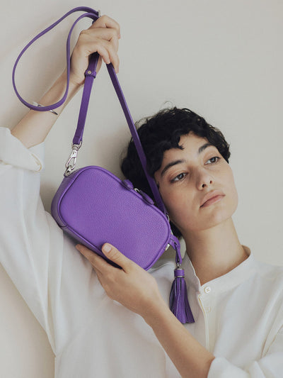 Cowhide  Clarte Nano Shoulder in Amethyst Made in Japan