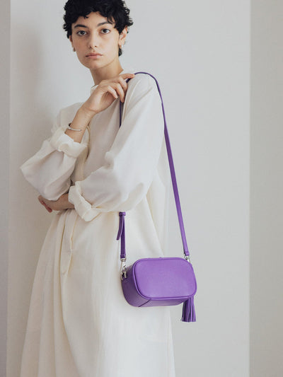 Cowhide  Clarte Nano Shoulder in Amethyst Made in Japan