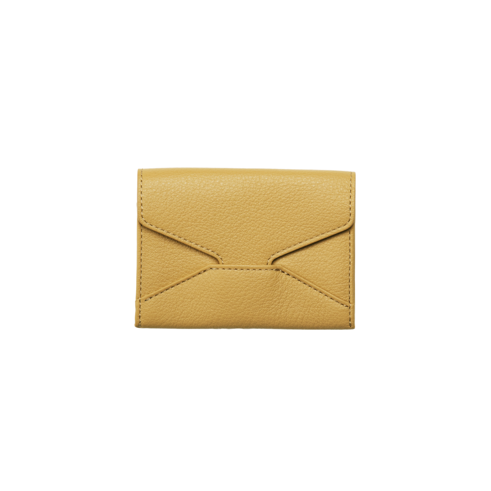 Cowhide (Field Soft Leather) Clarte Envelope Card Case in Mustard Yellow Made in Japan