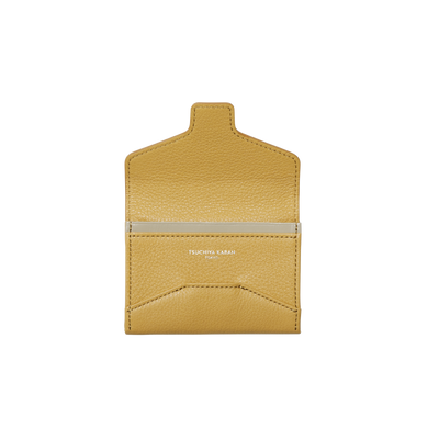 Cowhide (Field Soft Leather) Clarte Envelope Card Case in Mustard Yellow Made in Japan