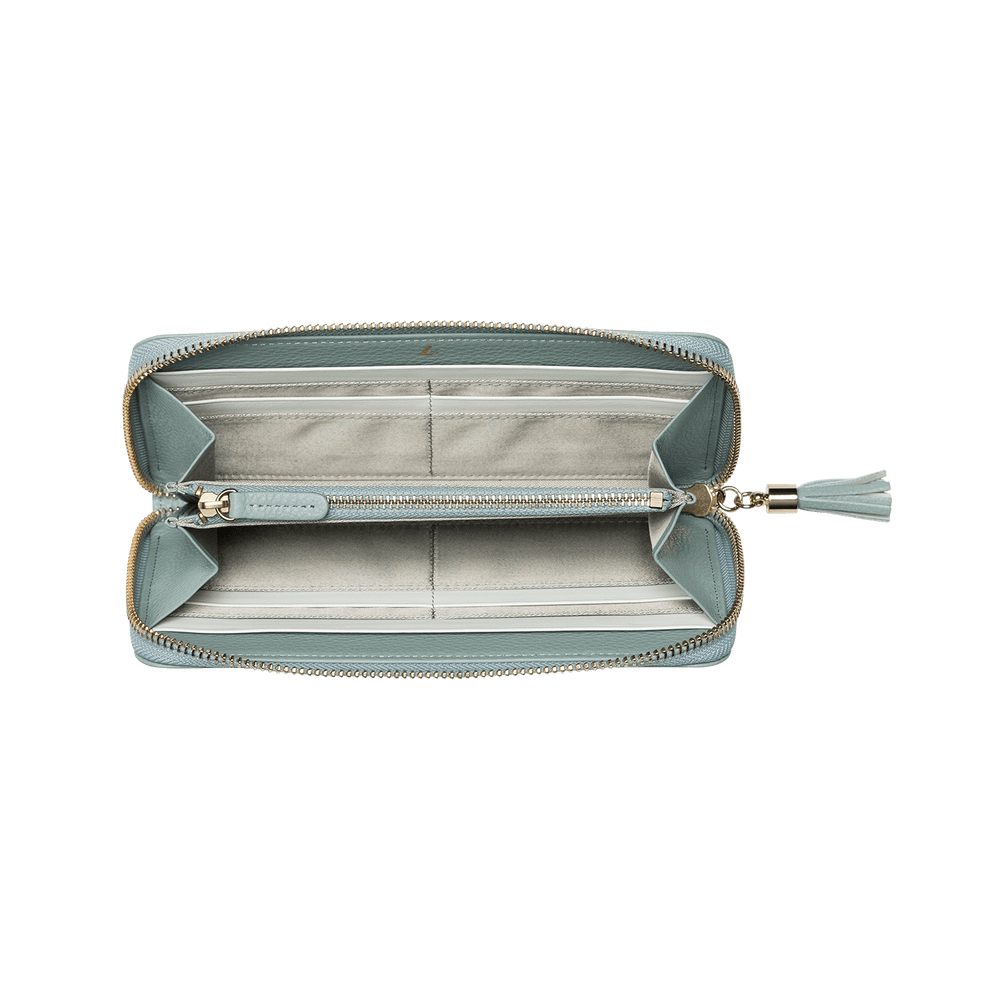 Cowhide  Clarte Fringe Long Wallet in Celadon Made in Japan