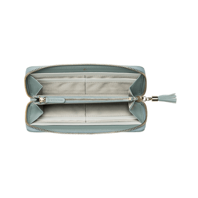 Cowhide  Clarte Fringe Long Wallet in Celadon Made in Japan