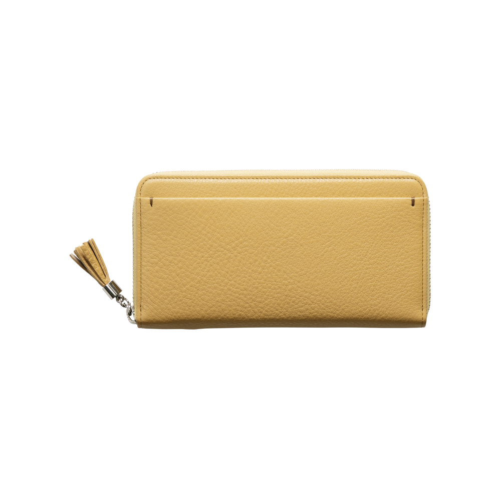 Cowhide (Field Soft Leather) Clarte Fringe Long Wallet in Mustard Yellow Made in Japan