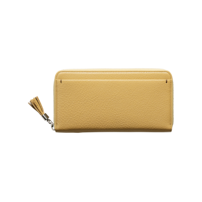 Cowhide (Field Soft Leather) Clarte Fringe Long Wallet in Mustard Yellow Made in Japan