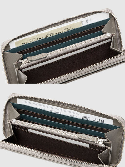 Cowhide  Clarte Fringe Long Wallet in Celadon Made in Japan