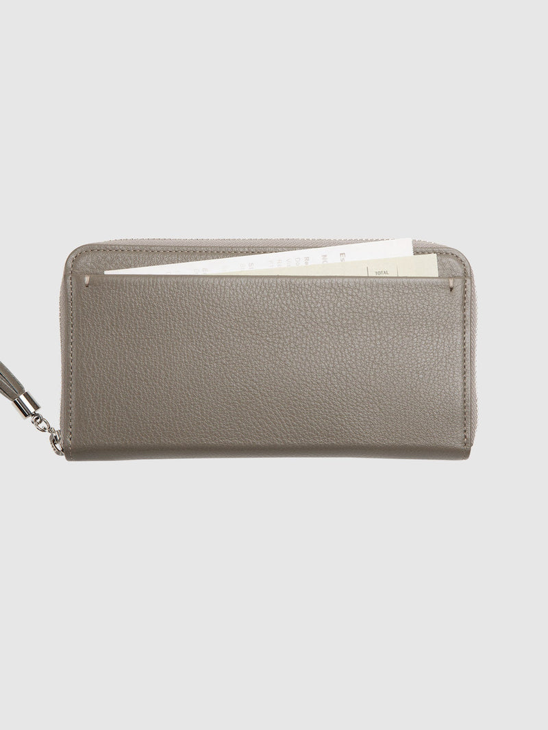 Cowhide  Clarte Fringe Long Wallet in Sand Made in Japan