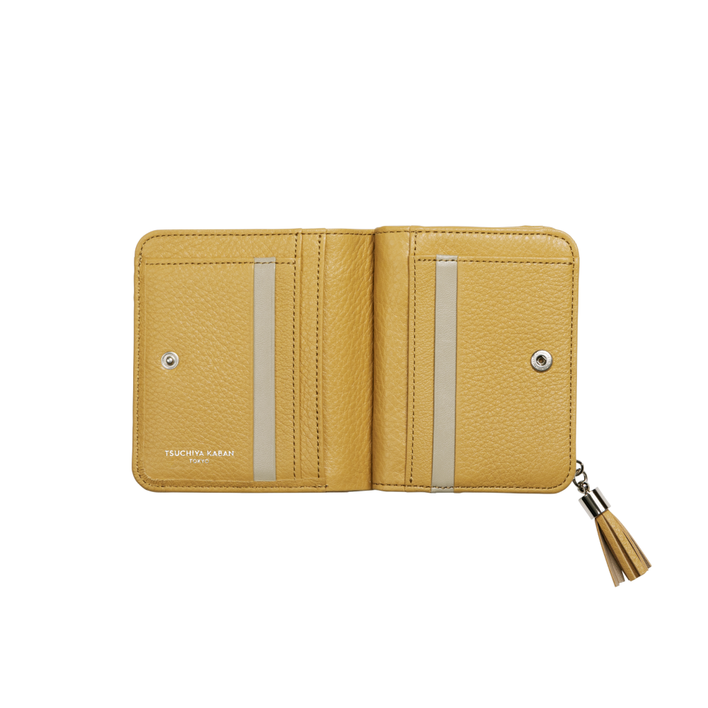 Cowhide (Field Soft Leather) Clarte Fringe Wallet in Mustard Yellow Made in Japan
