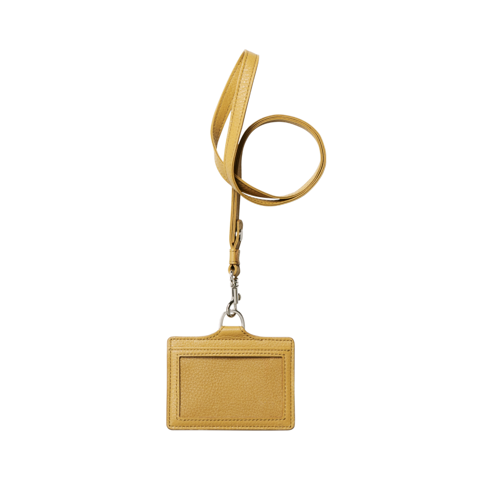 Cowhide (Field Soft Leather) Clarte ID Card Case in Mustard Yellow Made in Japan